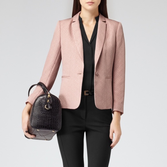 Reiss Jackets & Blazers - REISS Pink Luna Tailored Embossed Jacket Blazer